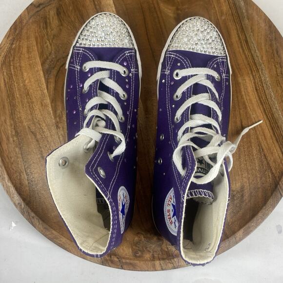 Converse Chuck Taylor All Star Womens Purple Glitter Studded Size 8.5 Shoes - Picture 7 of 10